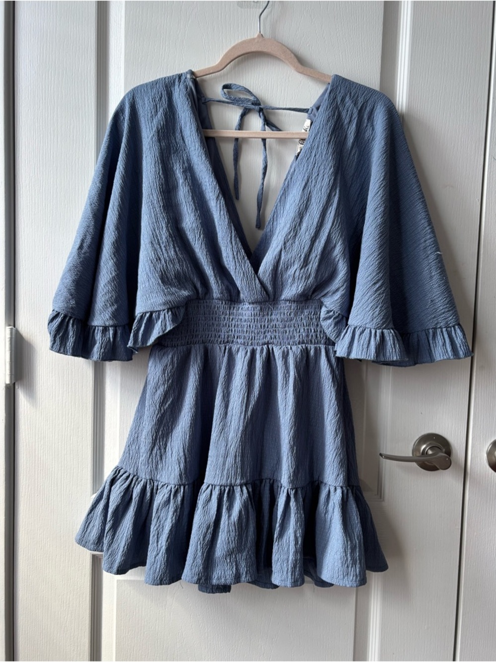 Blue Tiered Ruffle Mini Dress
